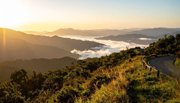 Mountain landscape at sunrise