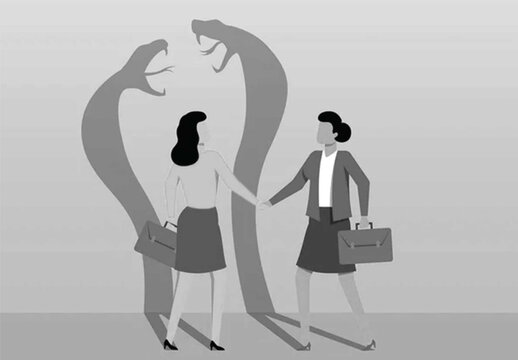 Businesswomen dealing with malice in thoughts, Business cheating vector 