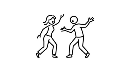 Obraz premium Abstract Line Art of Joyful People