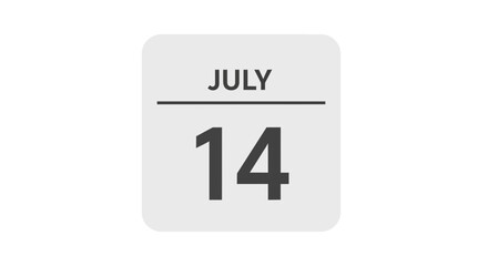 Obraz premium July 14th Calendar Page Icon with White Background