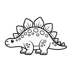 Fototapeta premium Stegosaurus dinosaur illustration in black and white line art