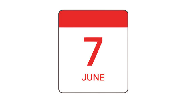 June 7th Calendar Page with Red Header
