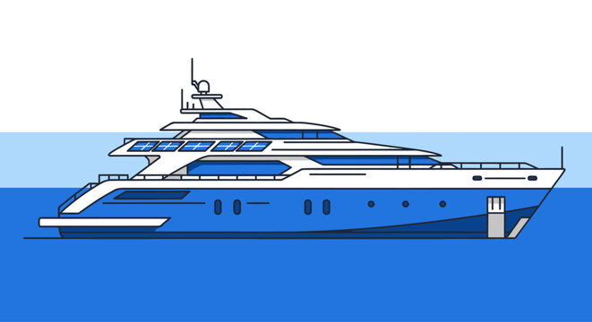 Luxury yacht sailing on calm waters.