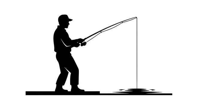 Man fishing with a rod outdoors.
