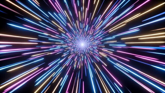 We proceed through a tunnel of colorful lights