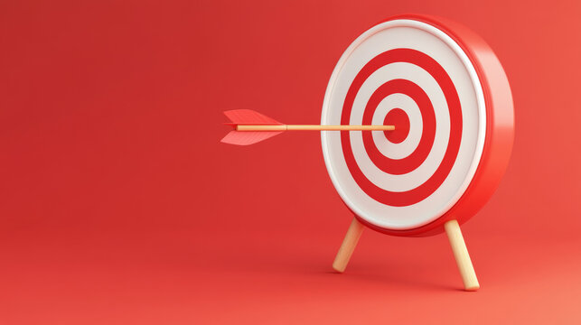 Target and arrow in bullseye on red background - Generative AI