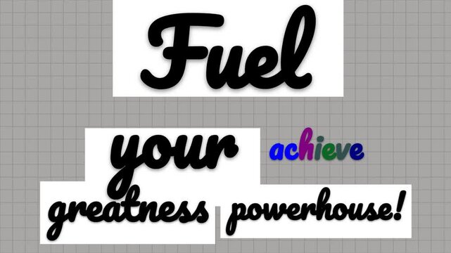 Animated motivational quote for a gym workout and fitness lifestyle featuring text over a grey grid background. Fitness motivation words
