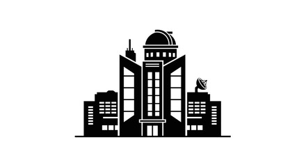 Naklejka premium Black and white city hall building.