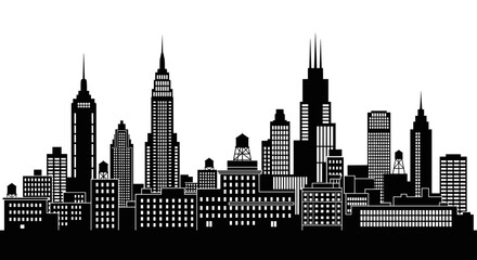 Fototapeta premium Black and white city skyline buildings 1.
