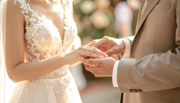 bride and groom holding hands