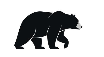 Obraz premium Minimalist vector illustration of a walking black bear side profile.