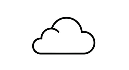 Fototapeta premium Simple Black Outline Cloud Icon on White Background. Minimalist Vector Symbol for Weather, Data Storage, or Network Concepts.
