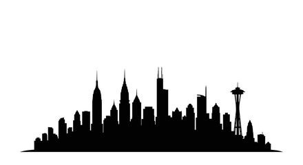 Fototapeta premium Black silhouette of Seattle city skyline.