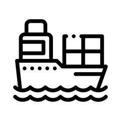 Obraz premium cargo ship line icon