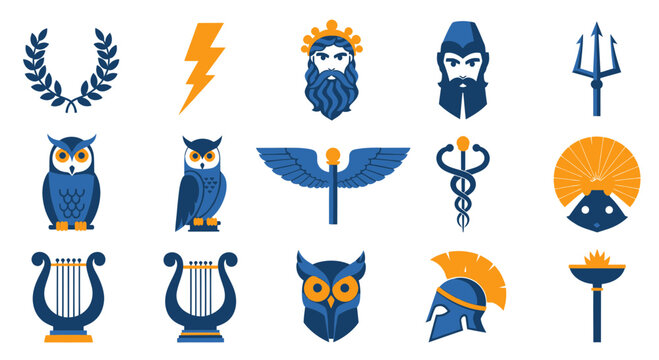 Ancient Greek Mythology Icons: Gods, Symbols, and Creatures