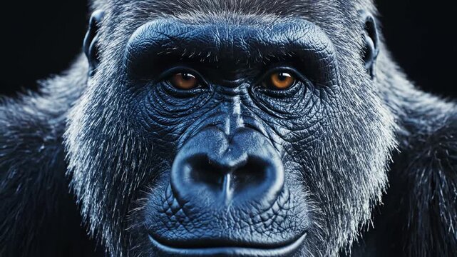 Closeup of a gorillas face for commercial backgrounds, digital design, and advertising