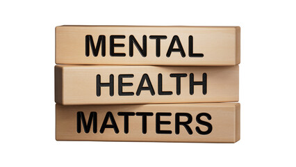 Obraz premium Mental Health Matters symbol. Concept words Mental Health Matters on wooden blocks.Healthcare and Mental Health Matters concept. Copy space.Supports PNG files with transparent backgrounds.