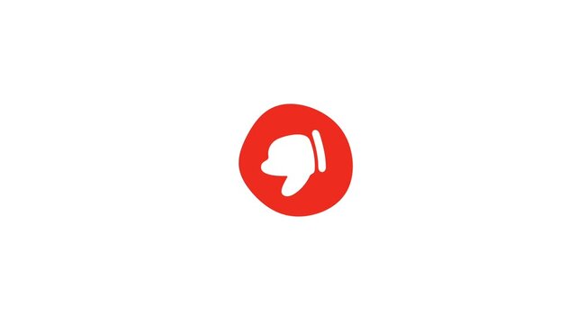 Thumbs down icon symbol spinning animation on white background