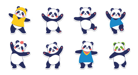 Cute Pandas Dancing and Waving - Fun Cartoon Animals Collection © jungkat