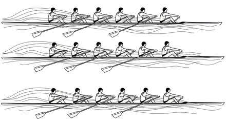 Rowing Team Synchronized Oars Water Sport Competition © jungkat