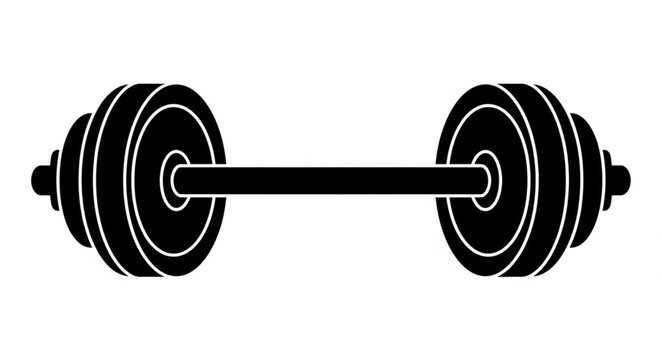 Black Silhouette of a Barbell Weight Lifting Equipment.