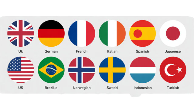 Collection of diverse country flags displayed in a grid pattern Vector