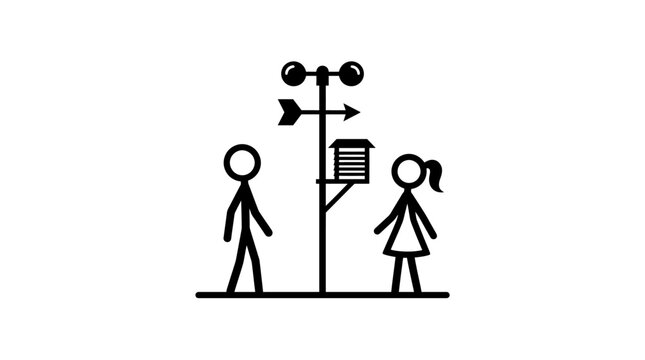 Stick Figures Observing Weather Station
