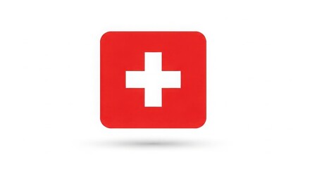 Obraz premium A red square with a white cross symbol on a plain background