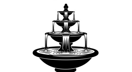 Obraz premium Elegant tiered water fountain with cascading water.