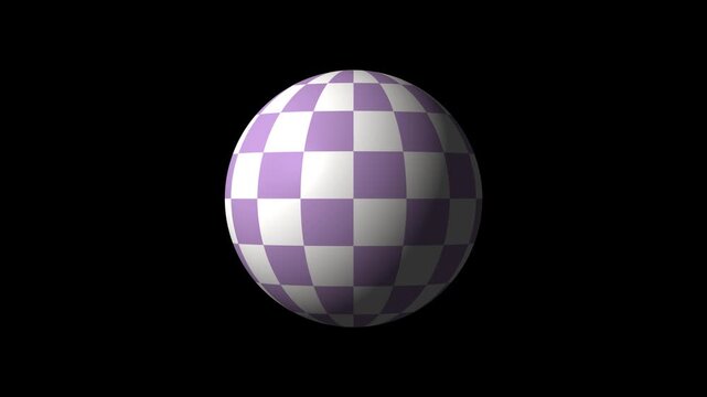 3D Checkerboard Sphere Rotation Animation on Black Background