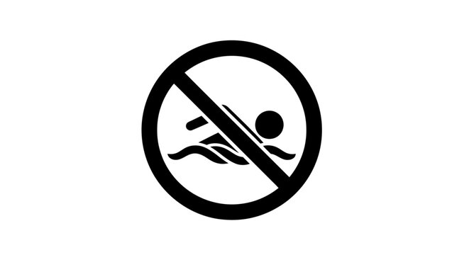 Forbidden swimming sign on white background