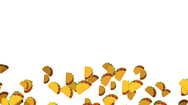 Seamless Loop of Falling Traditional Mexican Tacos