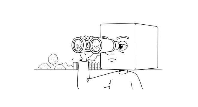 Television with binoculars close up.