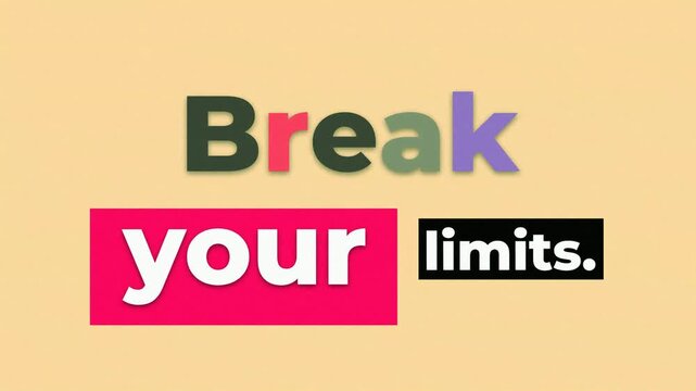 Colorful stopmotion animation of Break your limits for gym workout and fitness inspiration on a yellow background. Fitness motivation quote