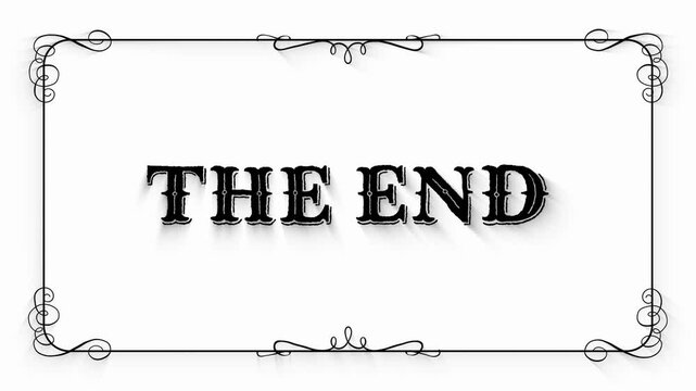 Hand Drawn Vintage The End Title Animation Silent Film Style Ornamental Frame