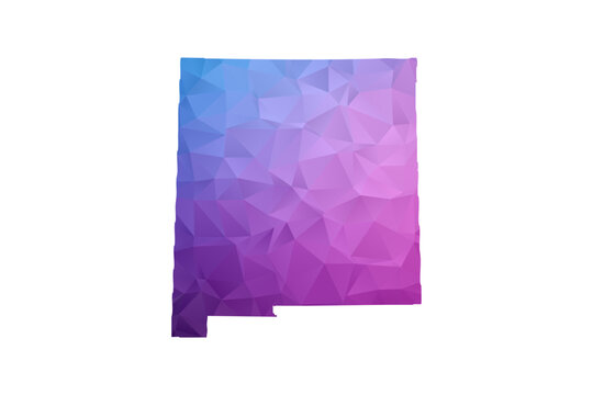 New Mexico Map - Polygon Style Vector Illustration in Blue and Purple Gradient, Low Poly Geometric Design, Isolated on White Background, Ideal for Infographics and Learning Materials.