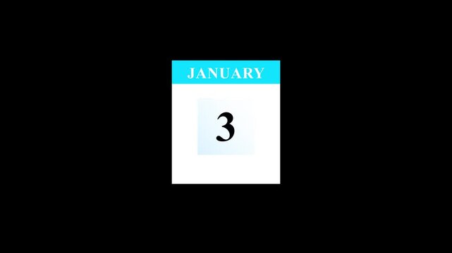 January 3 Calendar Date Animation Clean Modern Time Planning Concept