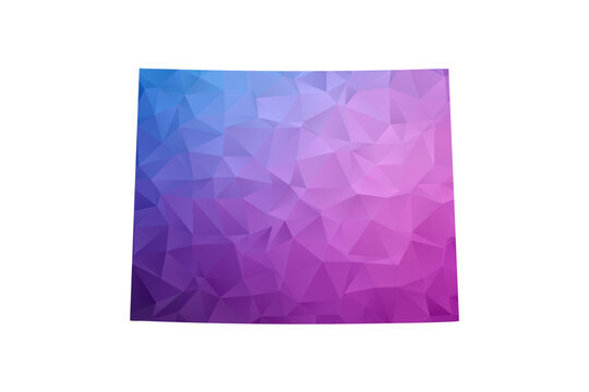 Wyoming Map - Polygon Style Vector Illustration in Blue and Purple Gradient, Low Poly Geometric Design, Isolated on White Background, Ideal for Infographics and Learning Materials.