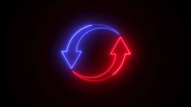 Neon Sync Loop Animation with Rotating Refresh Arrows on Dark Background