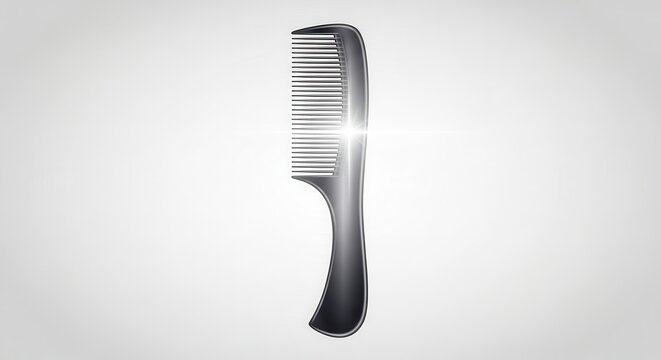 Sleek black hair comb with a luminous highlight on a clean white background for styling elegance