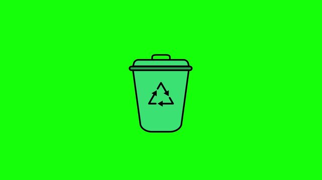 Recycle Bin Animation Trash Can Recycling Symbol Eco Environment Loop on Green Screen