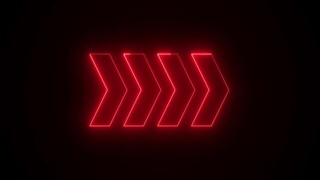 Red Neon Arrow Moving Forward Direction Speed Motion Concept Animation