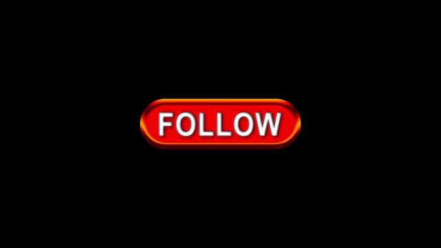 Follow text  with Computer hand click icon animation. Follow button click mouse motion graphics. red Online button mouse cursor clicking on digital software 4k video footage. 