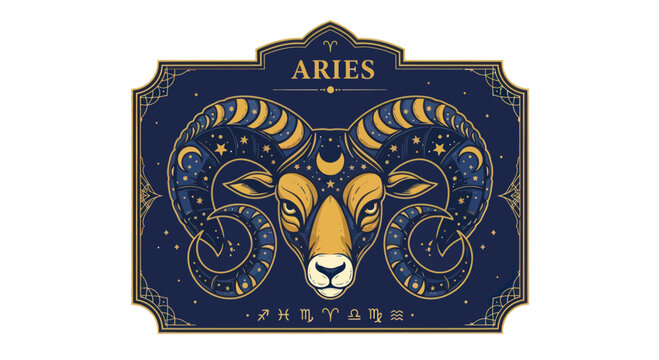 Aries Zodiac Sign Symbol Ram Constellation Astrology Celestial Art