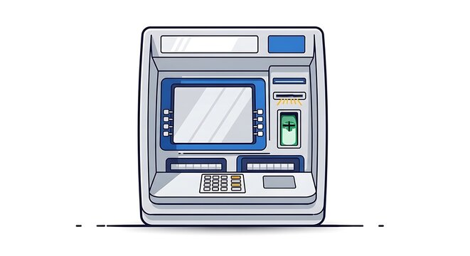 Illustrated atm machine isolated on white background for financial transactions