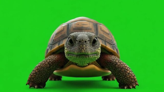3D Turtle Walking Forward Green Screen Animation