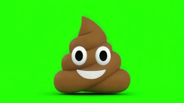 3D Poop Emoji Smiling Green Screen Animation
