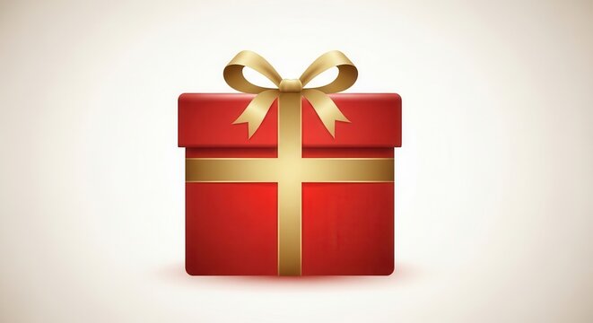 Elegantly wrapped red present with golden ribbon and festive bow for any special occasion or