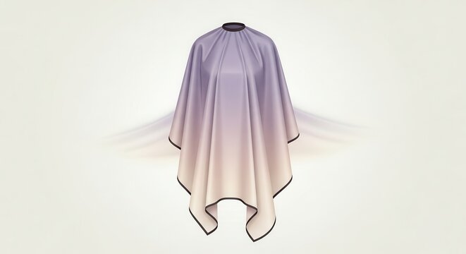 Professional hairdresser's styling cape with elegant gradient colors and protective design for