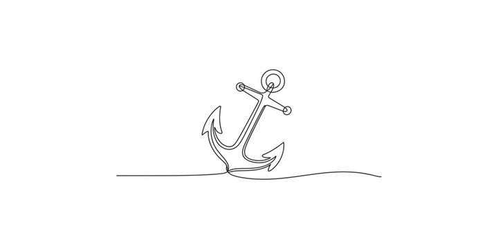 A simple line drawing of an anchor on the ocean floor sea nautical marine ship